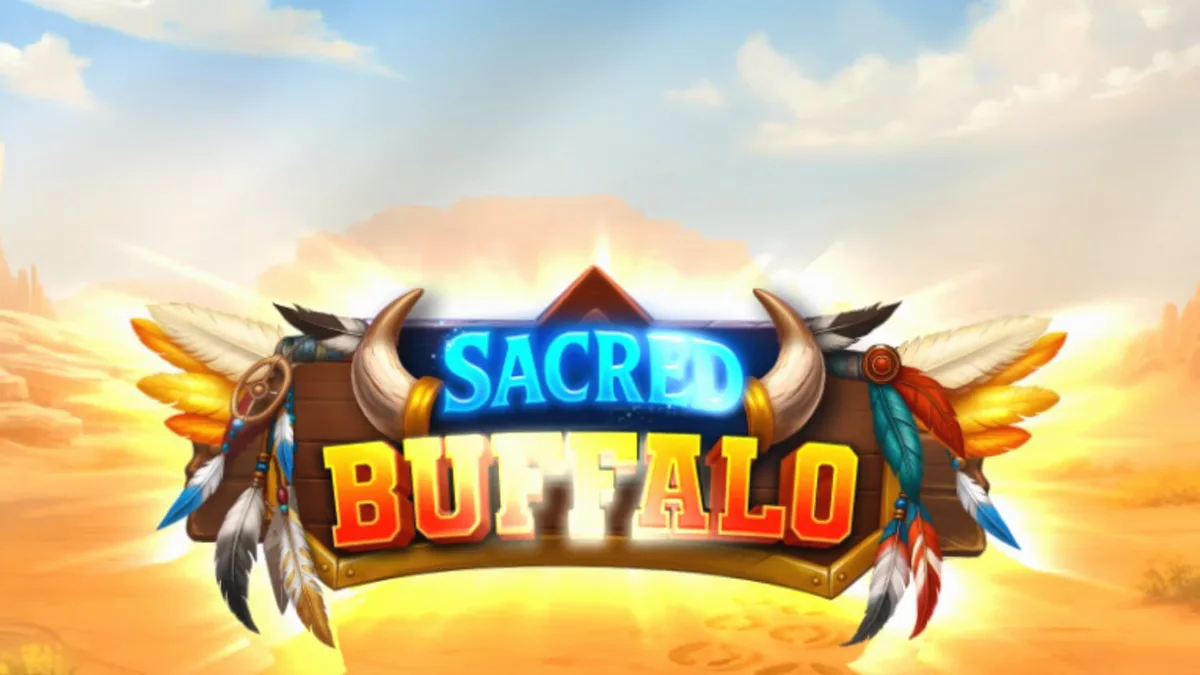 Tampilan visual slot Sacred Buffalo dengan latar belakang padang rumput Wild West yang ikonik.